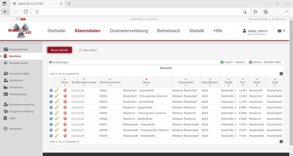 Screenshot der Software RaDoClid